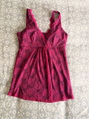 Lace-Overlay Fuchsia V-Neck Camisole